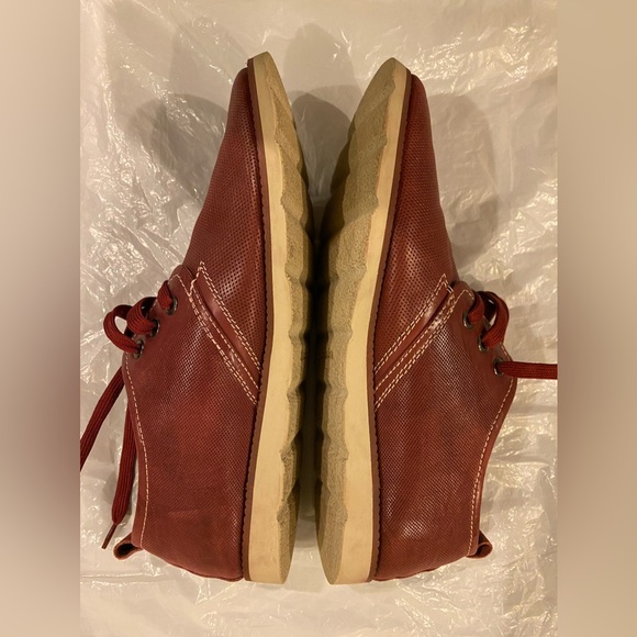 Leather lace up stitched Derbys by Beta, cognac, men's size us 9. lightweight - Picture 4 of 10